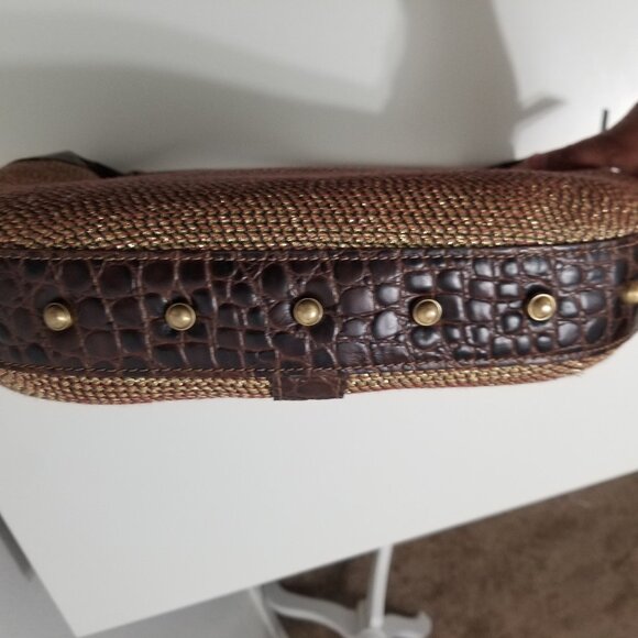 Vintage Eric Javits New York Gold Woven Squishee Studded Hobo Leather Bag - Picture 14 of 16